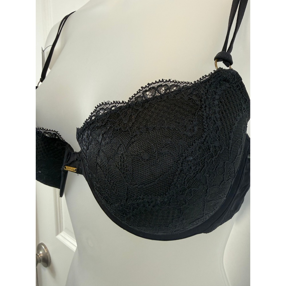 NWT BeMe New York Lace Demi Bra Black 36C Underwire Floral Dentelle Sheer Gothic - Picture 10 of 14